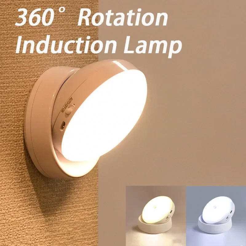 Description Picture 3 of item360 Rotated PIR Motion Sensor LED Night Light Wall Lamps Rechargeable Under Cabinet Light Wireless Closet Night Lamp