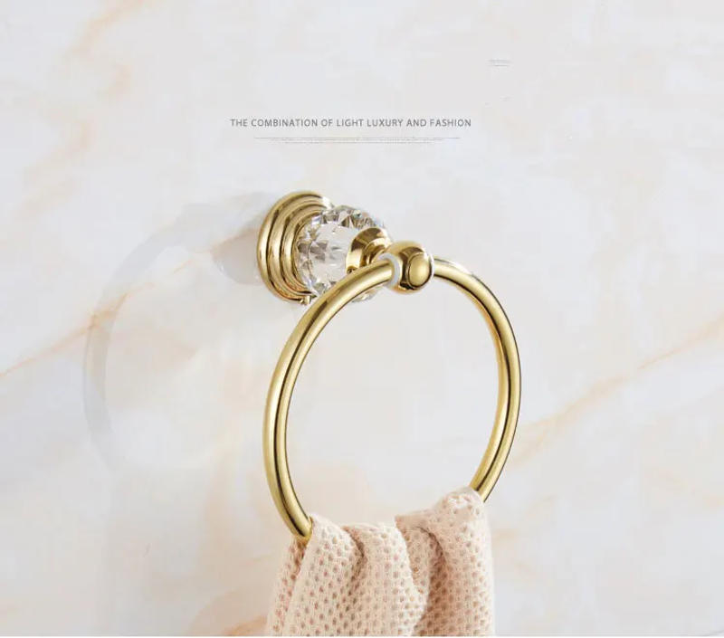 Description Picture 4 of itemEuropean-style Gold Crystal Towel Ring Round towel rack towel hanging circle Bathroom towel rack hanging GLY30
