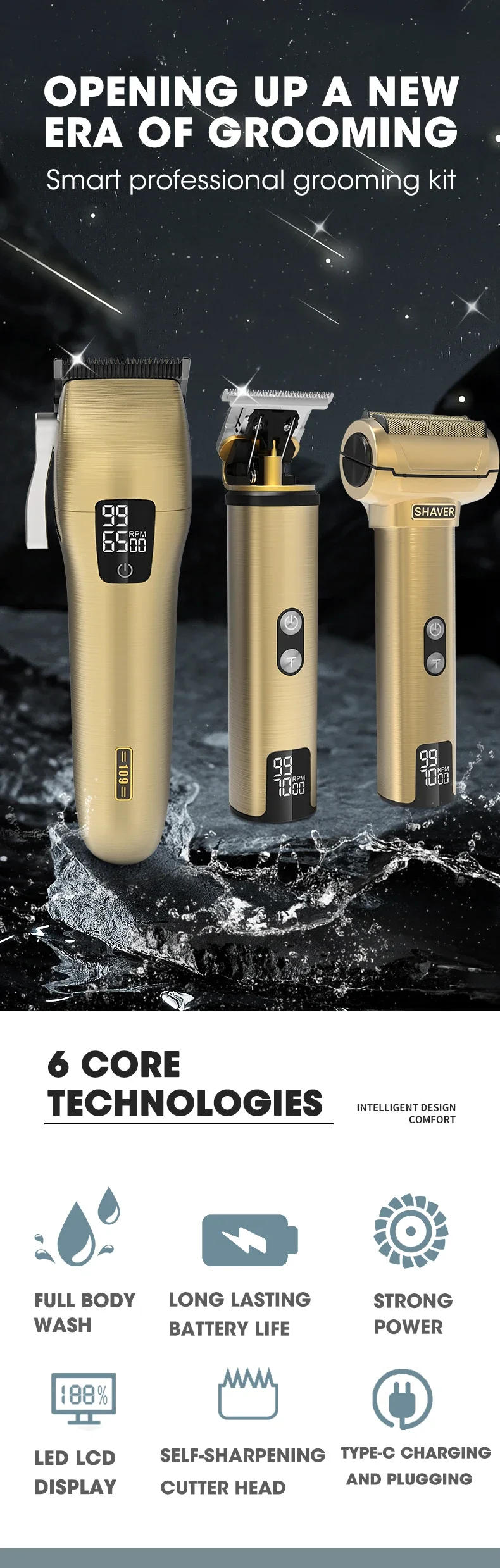 Description Picture 4 of itemResuxi 109  Hair Cutting Machine New Electric Hair Clipper Set  Multi-functional  Family Electric Hair Clipper for Men Razor