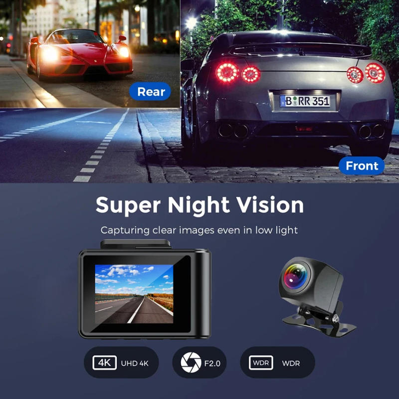 Description Picture 5 of item2160P Dash Cam Dual Lens Ultra HD Real 4K Car DVR Camera WIFI GPS Rear View Night Vision WDR Video Recorder Vehicle Black Box