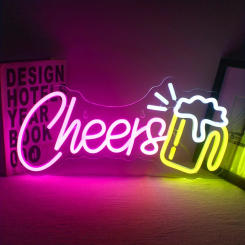 Cheers Beer Neon Sign For Home Wall Decor LED Neon Light For Bedroom Game Room Decor USB Powered Night Light For Bar Shop Gifts