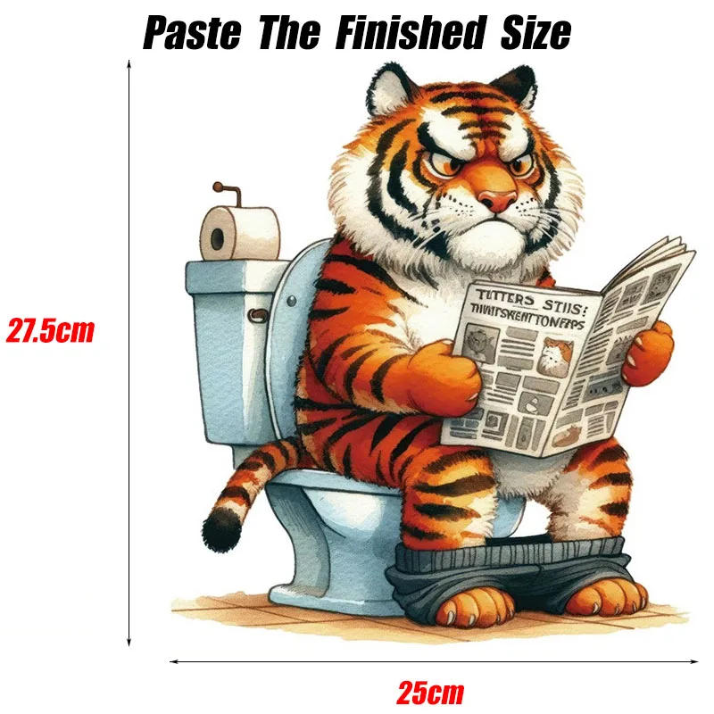 Description Picture 6 of itemCartoon Animals Reading Toilet Stickers Lion Tiger Zebra Chicken Pattern Waterproof Self-adhesive Bathroom Decal Home Decoration
