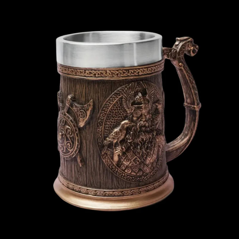 Description Picture 3 of itemMedieval Norse mythology Folklore Viking Mars beer mug American vintage wine glass embossed Eagle Pirate Skull mug Stainless