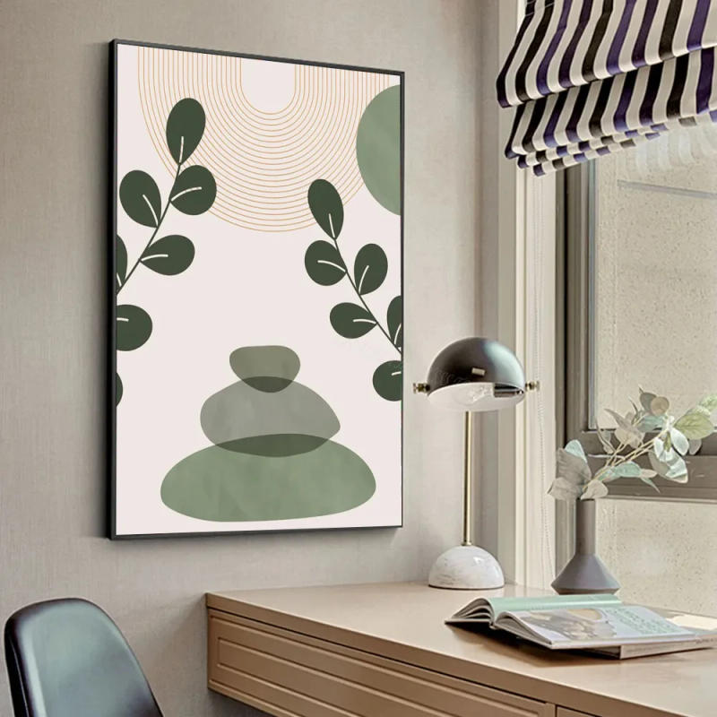 Description Picture 6 of item1pc Leaves Sun Rainbow Geometric Abstract Boho Wall Art Nordic Poster Stickers Art Wall Murals Decor Game Room Decor Gifts