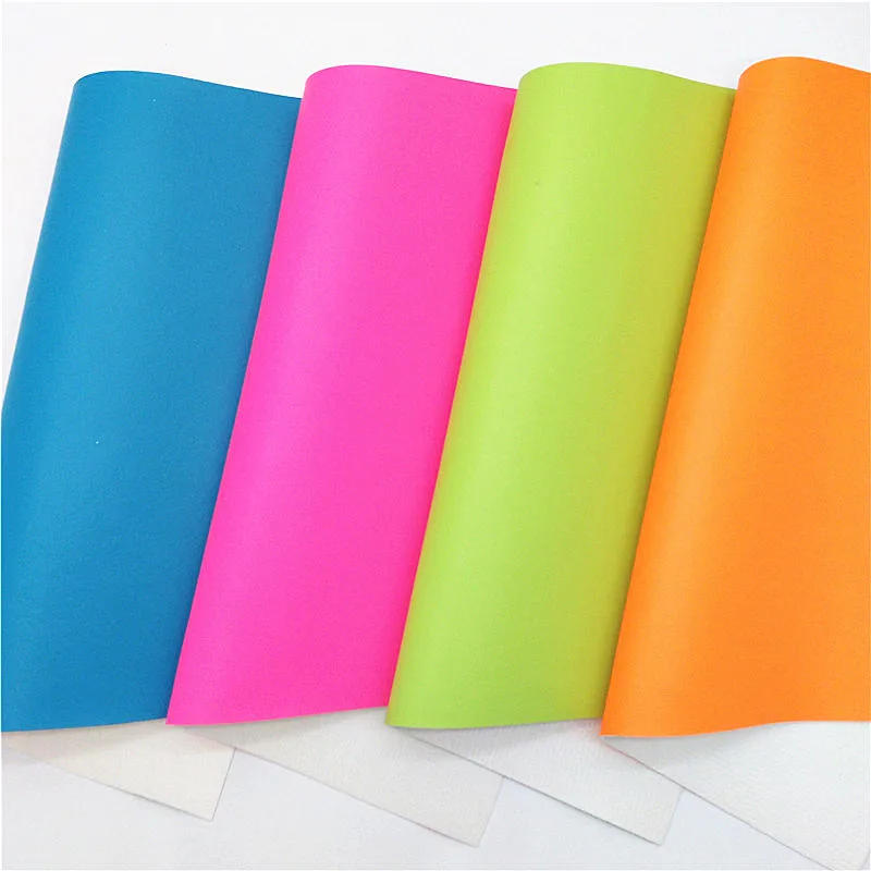 Description Picture 3 of itemNeon Colors Synthetic Leather Fabric Sheets Summer Faux Fabric Vinyl with Soft Felt Backing Glitter For Bows DIY 21x29CM Q1226