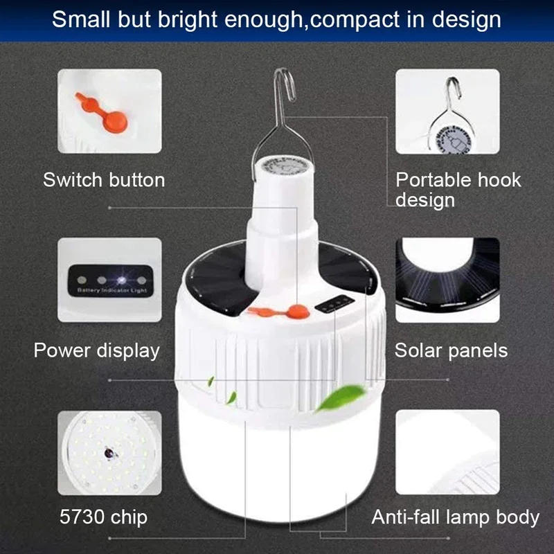 Description Picture 5 of itemPortable Lanterns Rechargeable Bulb Camping Solar Lighting Lamp Remote Control Emergency Light Outdoor Tente LED Light Bulb