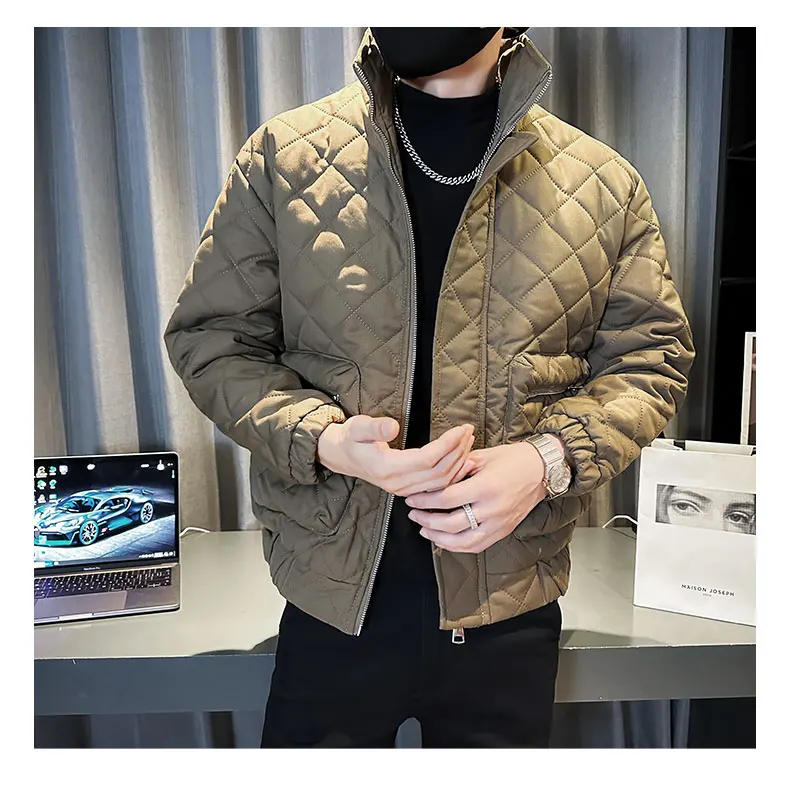 Description Picture 3 of item2023 Korean Fashion Winter Puffer Parkas Men Thickened and Warm Casual Jackets Loose Stand Collar Hiphop Overcoat Men Clothing
