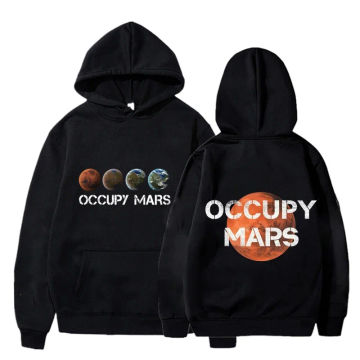 Cool Space X Black Hoodies  Occupy Mars Hooded Pullover Men Clothing for  Women Long Sleeve Tracksuit Sweatshirt Sportswear