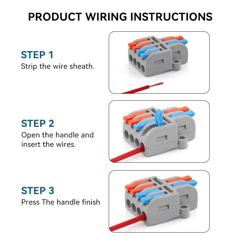 Description Picture 5 of itemMini Fast Wiring Cable Connectors Universal Compact Splitter Electrical Conductors Push-in Home Terminal Block Junction Box
