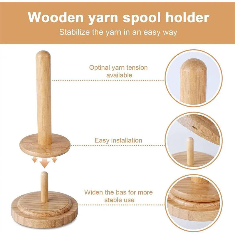 Description Picture 6 of itemRotatable Winding Wool Spool Wool Thread Winding Tools Holder Yarn Winder Stand Knitting Organizer Ball Wooden B6A8