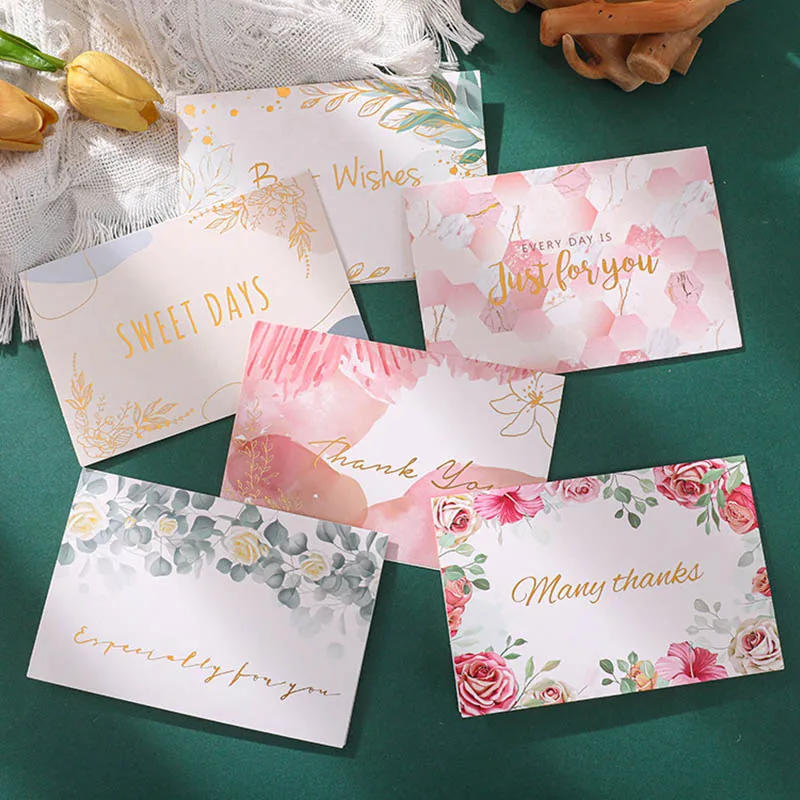 Description Picture 4 of item6pcs Flower Thank You Greeting Card Best Wish Just for You Invitation Cards with Envelope Wedding Party Gift Card For Boys Girls