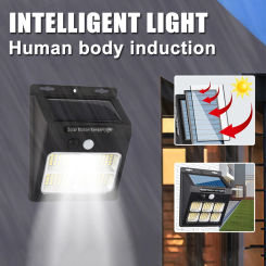 112 COB Solar Wall Light Outdoor Solar Wall Lamp Human Body Sensor 3 Modes Waterproof Garden Decor Street Light Sunlight Powered
