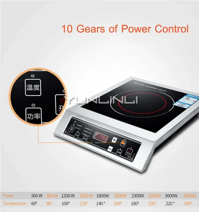 Description Picture 5 of itemInduction Cooker High-power 3500W Stainless Steel Commercial Stir-fried Stove Hot Pot Soup Cook Stove Home