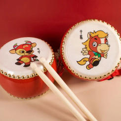 Twelve Zodiac Cowhide Drum for Children With Drumsticks Chinese Percussion Musical Lion Dragon Dance Event Game Instruments Kit