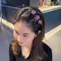 4pcs Braided Hair Clip Crystal Stone Flower Hairpins Glittering with Velvet Bag