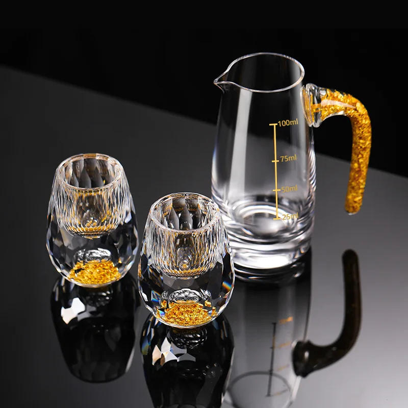 Description Picture 4 of item15ml Crystal Glass Cups Gold Foil Home Wine Cocktail Shot Whiskey Vodka Beer Glasses High-End Drinkware   Bar Liquor Mugs