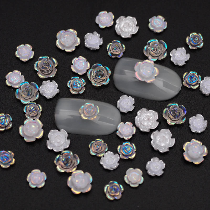 Description Picture 2 of item3D White Aurora Camellia Nail Art Charms Rhinestones 90PCS Jewelry Acrylic Resin Decorations DIY Crafts Flowers Manicure Design