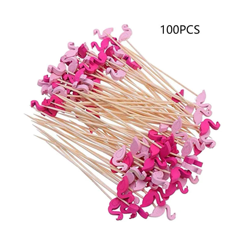 Description Picture 2 of item100Pcs Disposable Bamboo Fruit Sticks 13cm Fruit Salad Snack Fork Cocktail Decor Cake Buffet Toothpicks Wedding Party Supplies