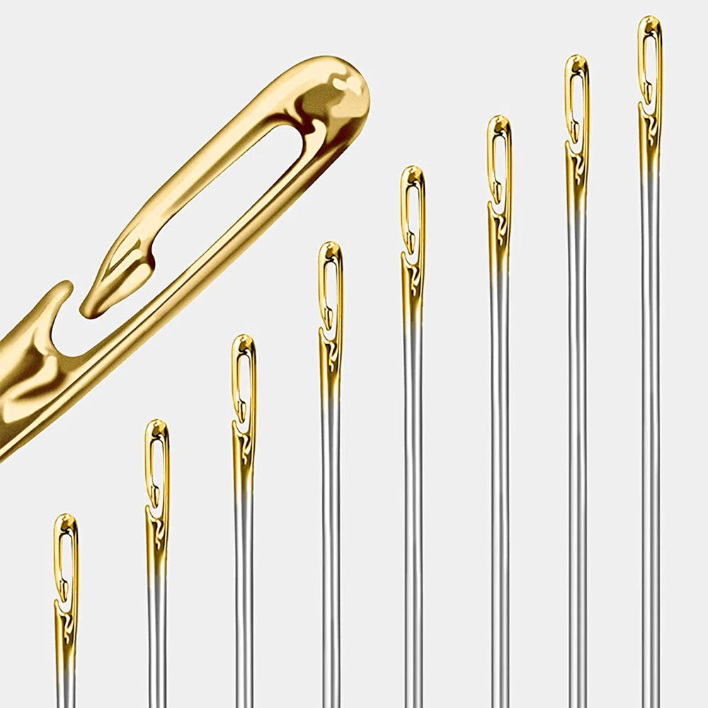 Description Picture 2 of item12Pcs Side Hole Blind Sewing Needles Stainless Steel Elderly Self Threading Needles 3 Sizes Stitching Pin DIY Hand Sewing Needle