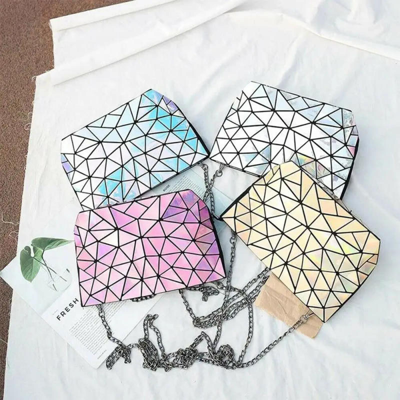 Description Picture 5 of item50*120CM Iridescent Geometric Polygon Laser Hologram Rainbow PU Faux Leather Fabric Synthetic Bag Bow Craft DIY Clothing Sewing