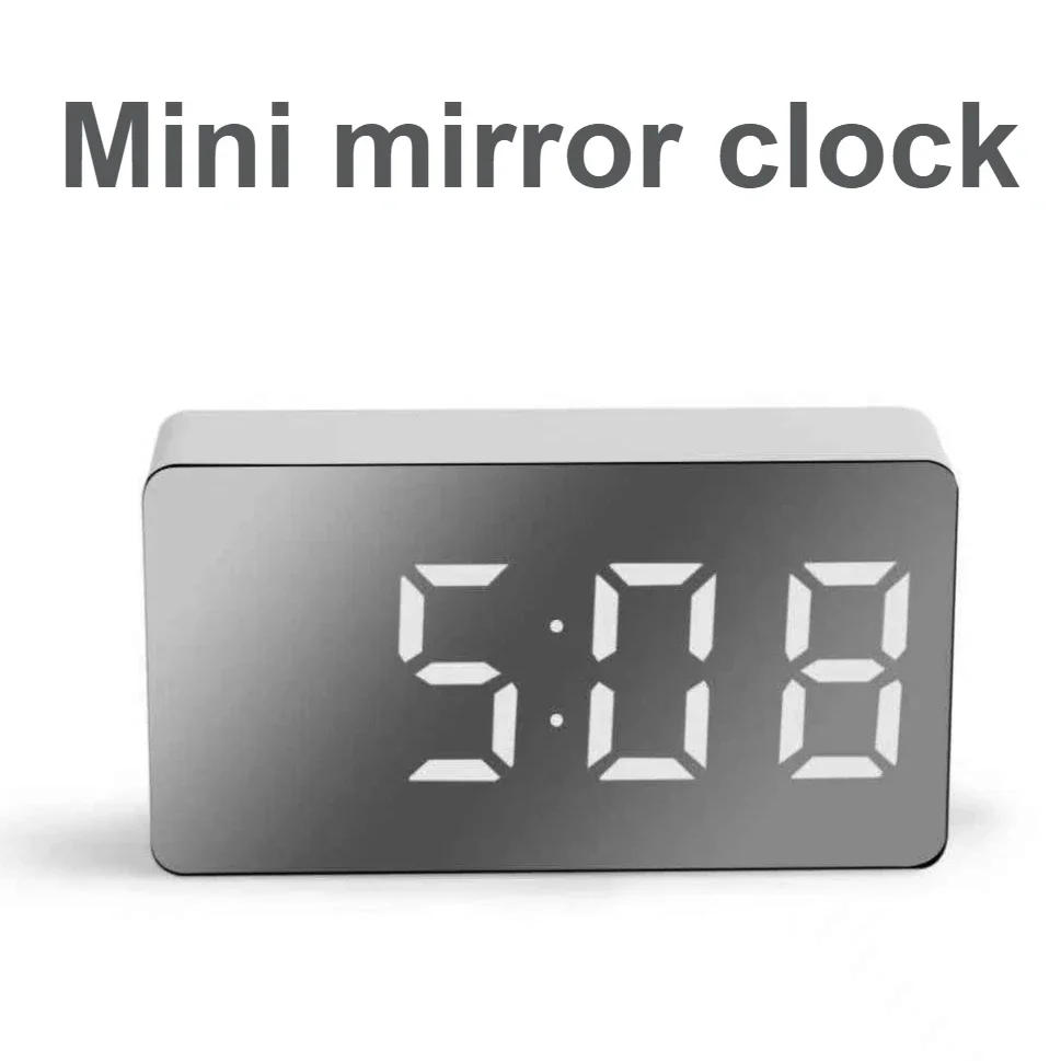 Description Picture 3 of itemLED Mini Mirror Alarm Clock Electronic Digital Alarm Clock Digital Table Clock Room Desk Decorating Smart Small Tools Home