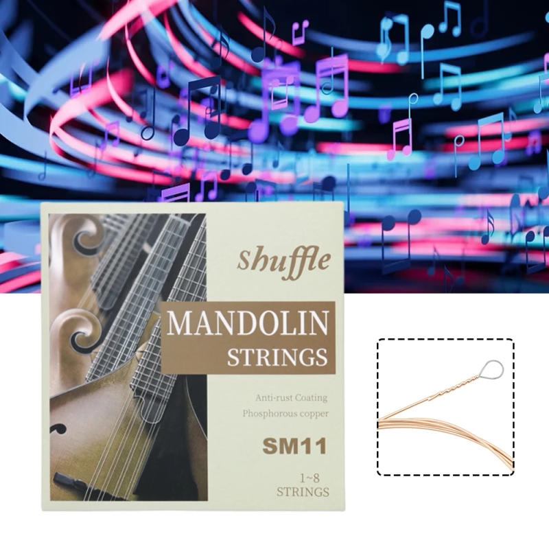 Description Picture 4 of item1set Mandolin String Professional 8pcs/Set Mandolin String Pack Light Full 8 String Set G D A E Model Guitar Accessories