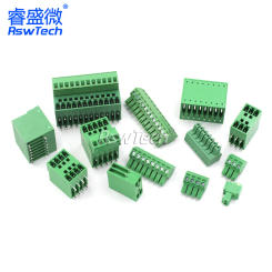 1 set of PCB plug-in terminal blocks 15EDGRH3.81mm double-layer plug-in terminal block double row bent needle base with plug