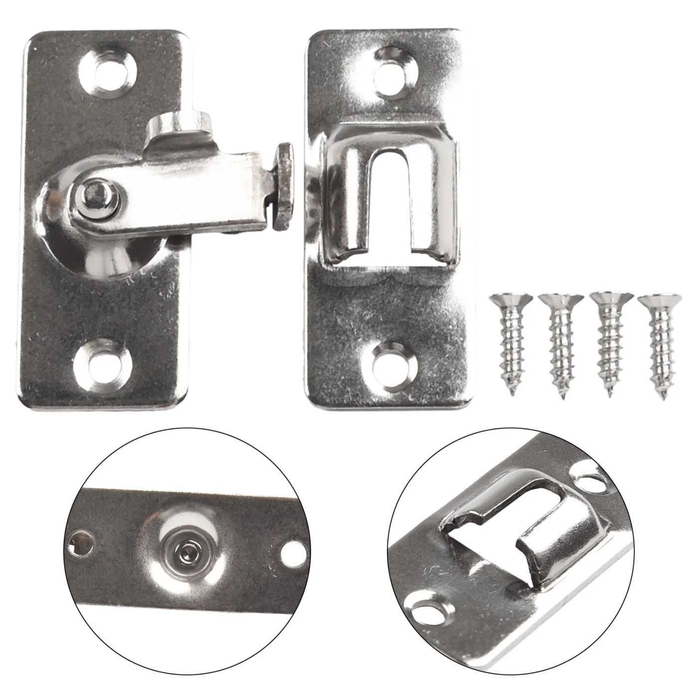 Description Picture 2 of itemDoor Lock 90-Degree Barn Door Latch Bolt Stainless Steel Hook Latch Window Cabinet Locks Right-Angle Sliding Gate Lock Hardware