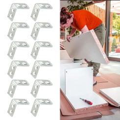 12 Pcs L-shaped Right Angle Small Metal Iron Silver Furniture Hardware Corner Drawer Shelf Wall Bracket 15*25*25mm Waterproof