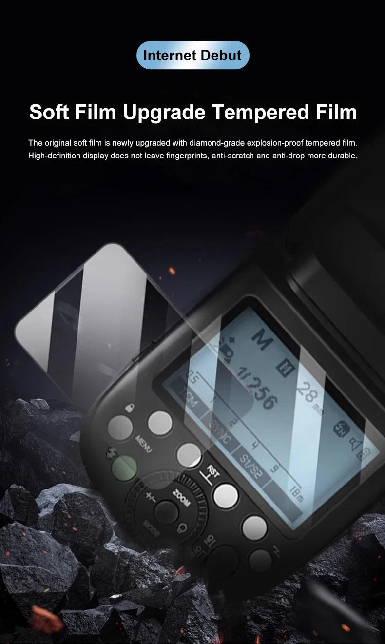 Description Picture 2 of itemGodox Tempered Glass Film for x3 xpro Trigger V1 V850III V860III TT685II V860II V850II TT600 V350  TT350 Canera Flash Light
