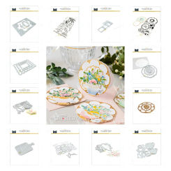Stamps and Dies 2024 New Arrivals Sets Filigree Frame Metal Cutting Die Pours Tea Stencils for DIY Scrapbooking Embossing Decor