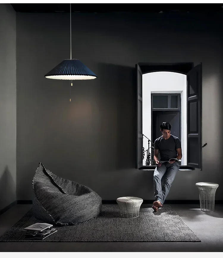 Description Picture 6 of itemArt Design Pleated Deformed Fabric Umbrella Chandeliers Home Decor LED Lighting Lamp For Bedroom Living Dining Room Luminaire