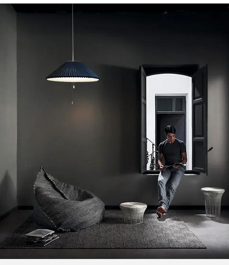 Description Picture 6 of itemArt Design Pleated Deformed Fabric Umbrella Chandeliers Home Decor LED Lighting Lamp For Bedroom Living Dining Room Luminaire