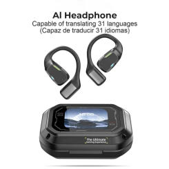 Wireless Earphones Bluetooth 5.4 AI smart translation HiFi AI Headphones Sports Noise Reduction AI Earbuds with LED touch screen