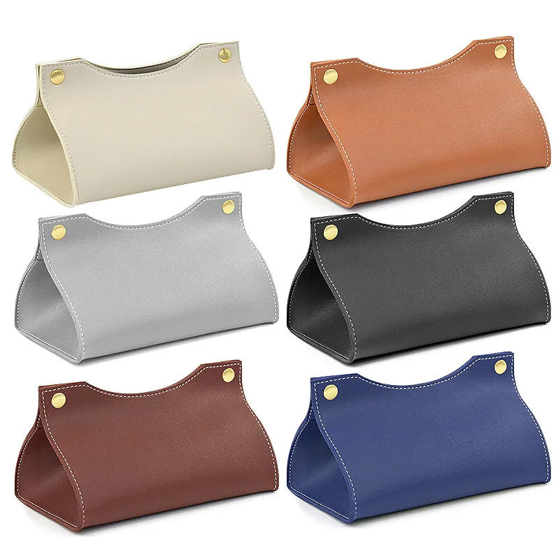 Description Picture 2 of itemSimple PU Leather Tissue Box Desktop Napkin Holder Foldable Home Office Waterproof Dustproof Paper Towel Cover Storage Organizer