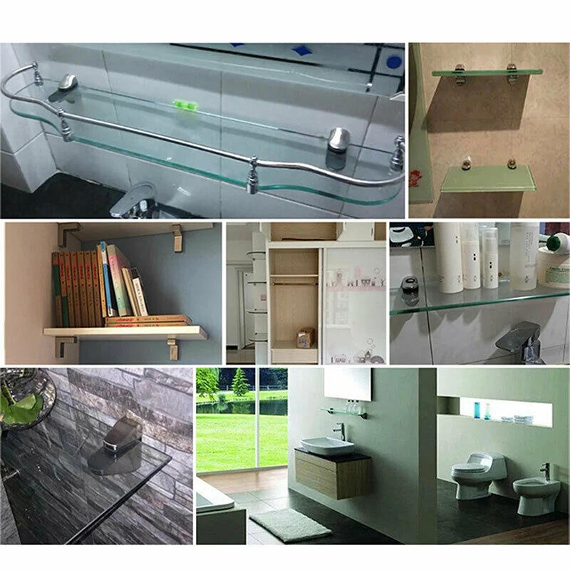 Description Picture 3 of item4pcs 38x40mm Glass Support Clamps Bathroom Shelf Clip Brackets Support Polished Chrome Clamps Holder for Glass Wood Shelves