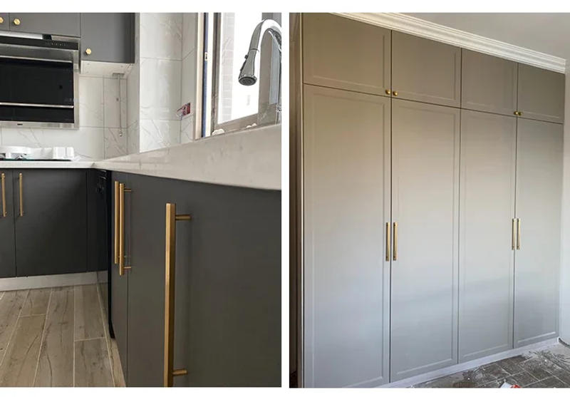 Description Picture 3 of itemGold Solid Brass Hexagon Knob T Bar Cabinet Pull for Kitchen Room Longer Dresser Handle Furniture Hardware