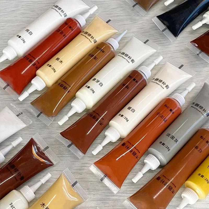 Description Picture 5 of item12 Colors Wood Paint Repair Paste,DIY Cabinet Floor Wardrobe Scratches Holes Refinishing Paste,Wooden Furnitures Scratch Filler