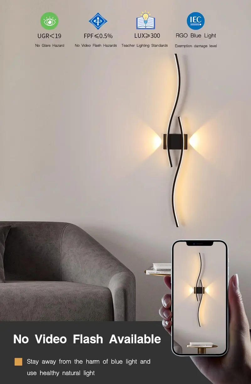 Description Picture 4 of itemCreative LED Wall Lamps for Bedroom Living Room Black White Gold Indoor LED Wall Lights Aluminum Wall Sconce Lighting