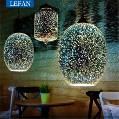 Modern Creative Fireworks Pendant Light 3D Glass Lampshade Starry Sky Hanging Lamp  Kitchen Dining Room Home Decor Lighting