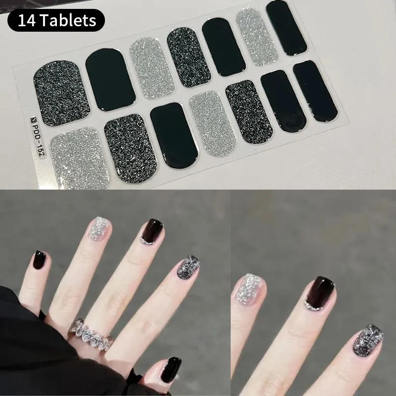 Description Picture 5 of item14Tips Nail Stickers Flowers Gradient Color Adhesive Full Cover Semi Cured Gel Nail Wraps DIY Manicure Arts Decals Long Lasting