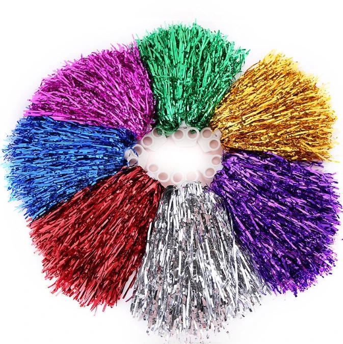 Description Picture 2 of itemCheerleading Poms with Handle Cheer Balls Gold Yellow Pink Red Green Blue for Hand Dance Women Girl Kids Pompoms Accessories