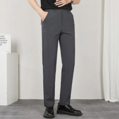 2024 Summer New Daily Casual Pants Men's 9-inch Slim Fit Straight Leg Versatile Business Trend Simple Casual Long Pants