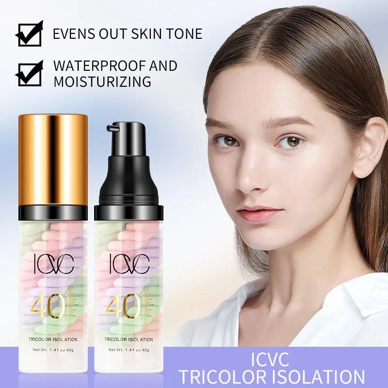 Description Picture 4 of itemTri-color Primer Cream Face Makeup Contour Moisturizing Isolation Waterproof Natural Foundation Base Concealer Brighten SkinTone