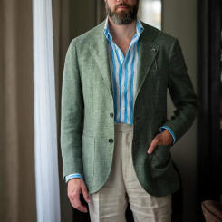 Summer Casual Linen Men's Suits Single Breasted Notch Lapel Blazer Green Jacket Beige Pants 2 Piece Beach Wedding Outfits Terno