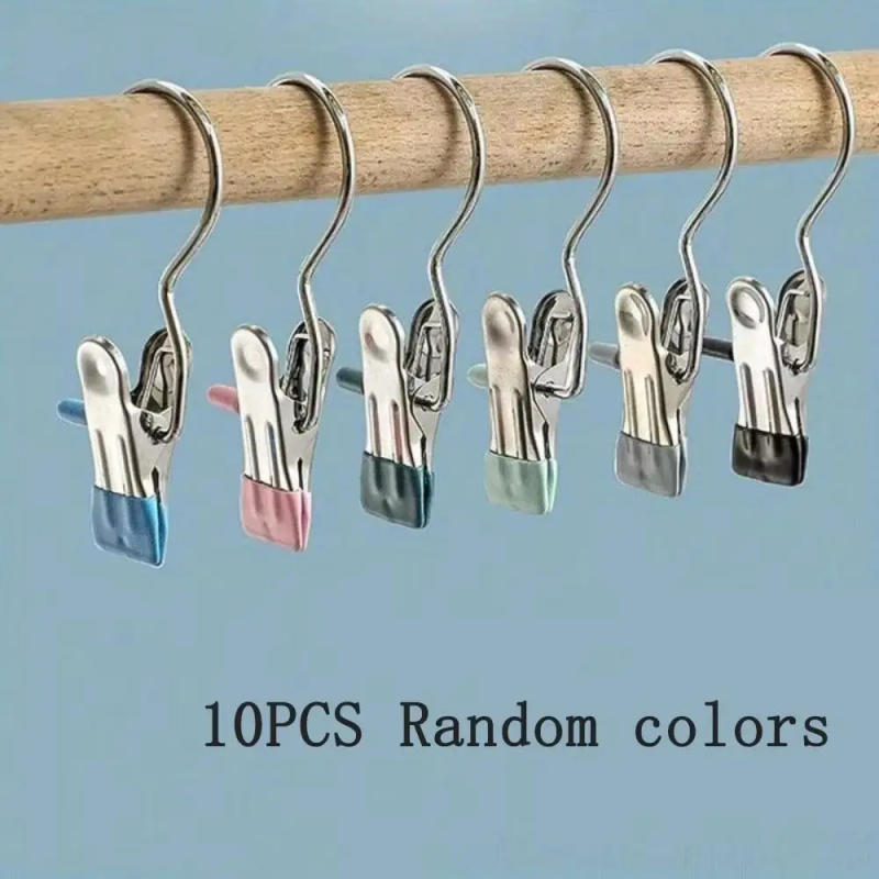 Description Picture 5 of item30Pcs Stainless Steel Closet Clothespins Portable Hanging Wardrobe Clothes Clip Hangers Space Saving with Hook