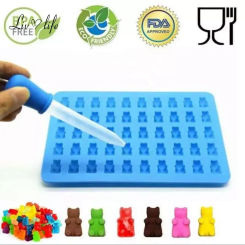 Silicone Forms Silicone Mold Gummy Bear Shape Bear Mould Jelly Bear Cake Candy Trays With Dropper Rubber Chocolate Maker