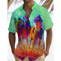 Herren Freizeit hemd Hawaii hemd Herren Sommer 3D-Druck lässig Kurzarmhemd für Herren Kleidung atmungsaktive Hemden