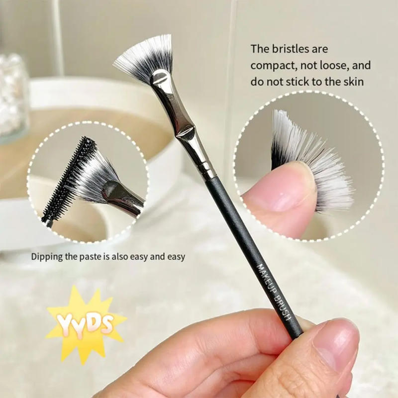 Description Picture 5 of itemLash Wand Brush Angled Fan-shaped Eyelash Brush Clearly Rooted Professional Mascara Fan Brush Soft Wooden Handle Makeup Tool