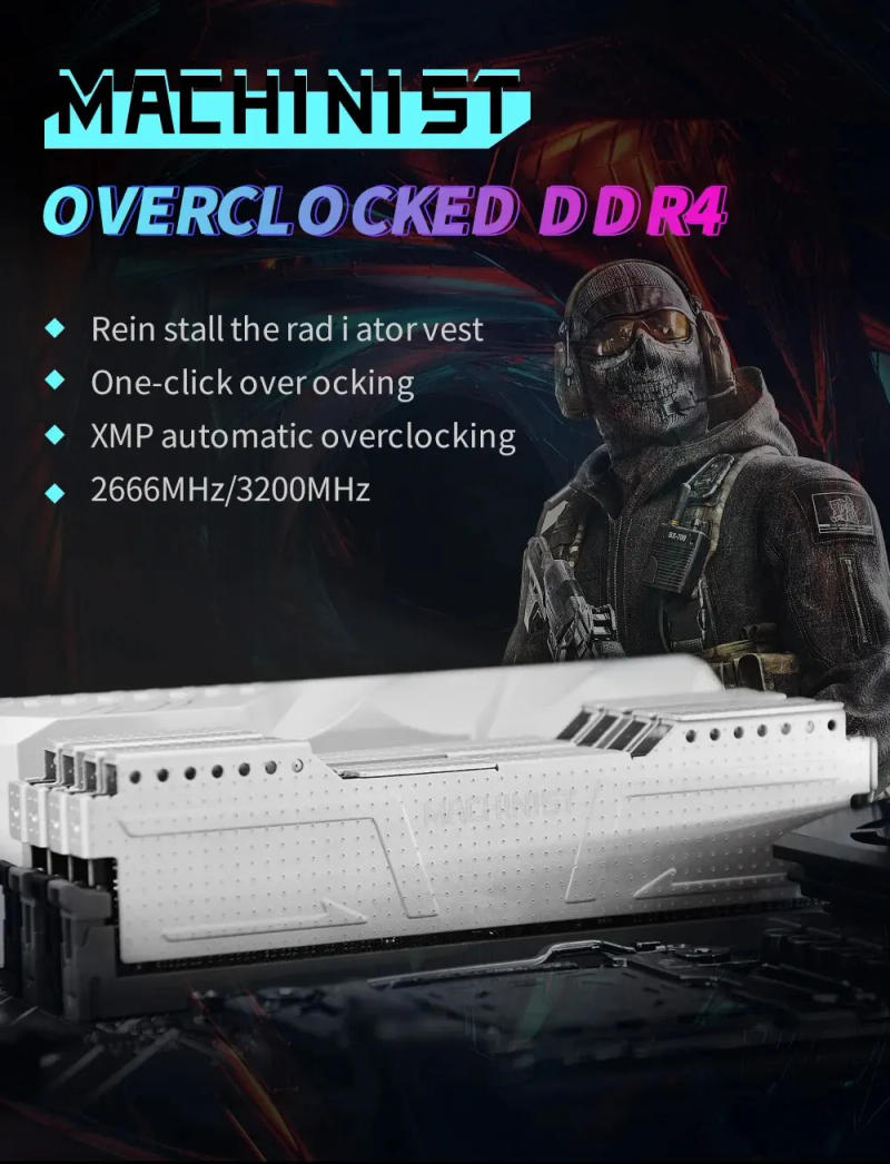 Description Picture 2 of itemMACHINIST DDR4 RAM 8GB/16GB 2666HMz/3200HMz DDR4 Desktop Memory with Heat Sink DDR4 RAM PC DIMM for All Motherboards